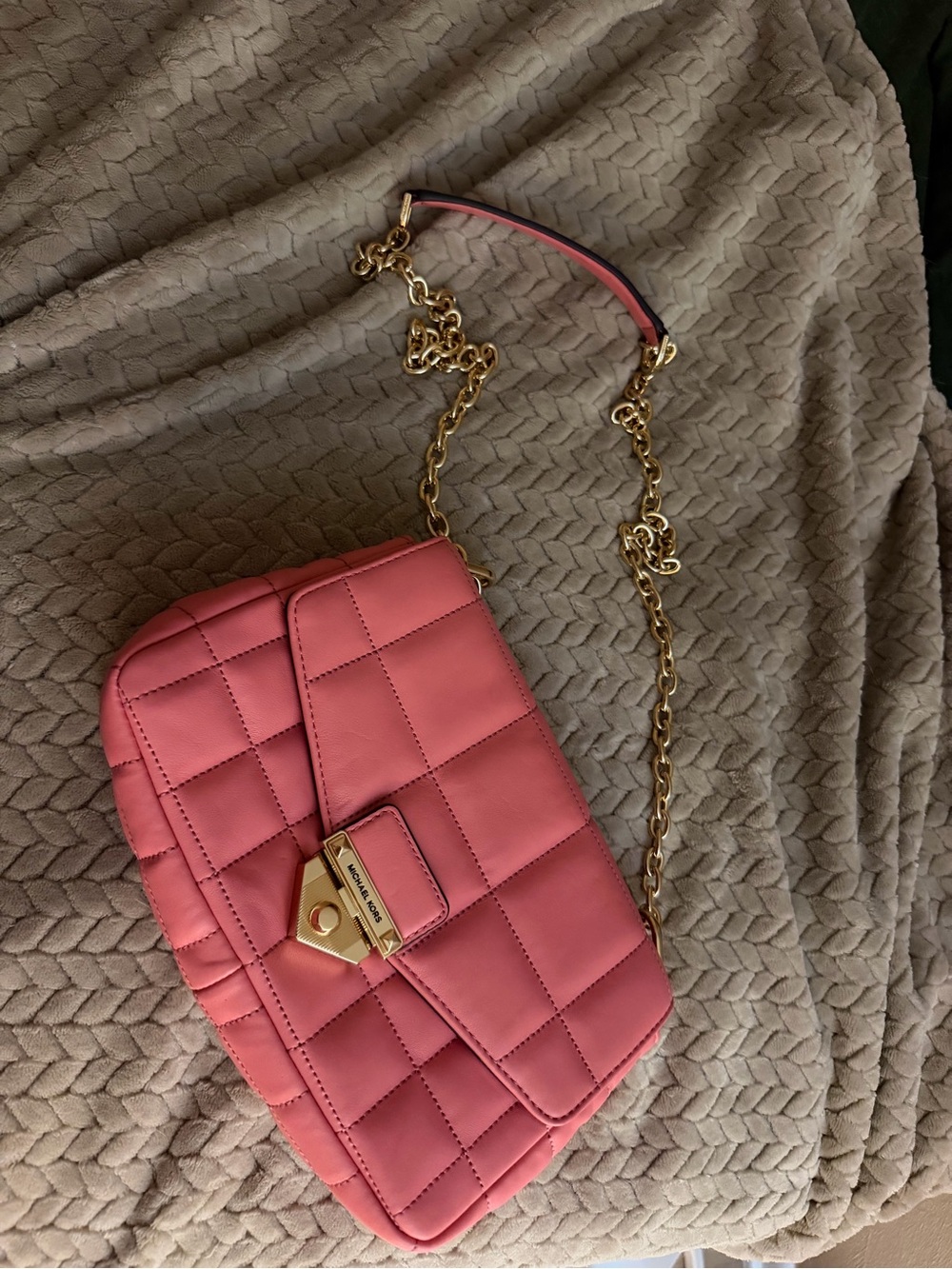 Michael Kors Pink Quilted Chain Crossbody Bag
